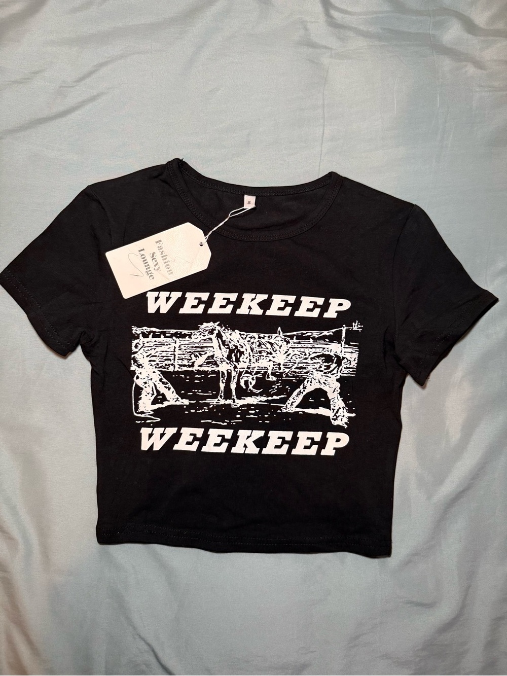 Kids Black 'WEEKEEP' Graphic Crop Tee
